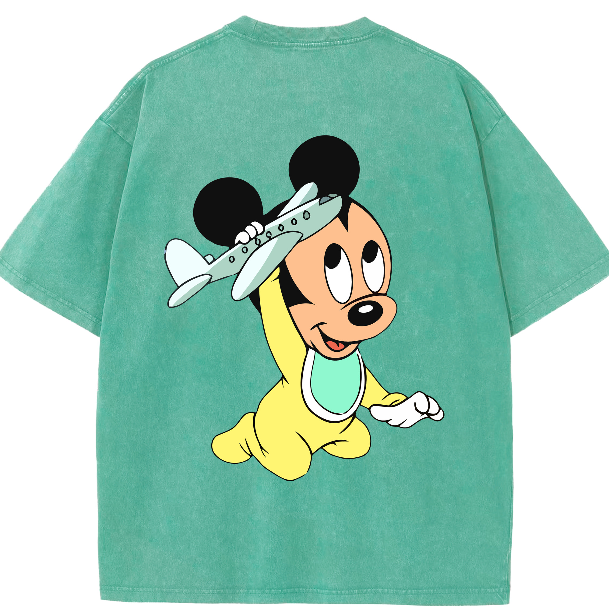 （画像用） ミッキーマウス Mickey Mouse 綿100% ヴィンテージ風 半袖Tシャツ（背面プリント）